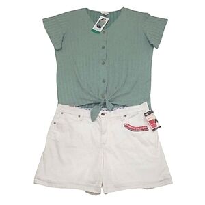 Lee Denim Jean Short Shorts High Waist Rise White Washed Stretchy Comfort NWT